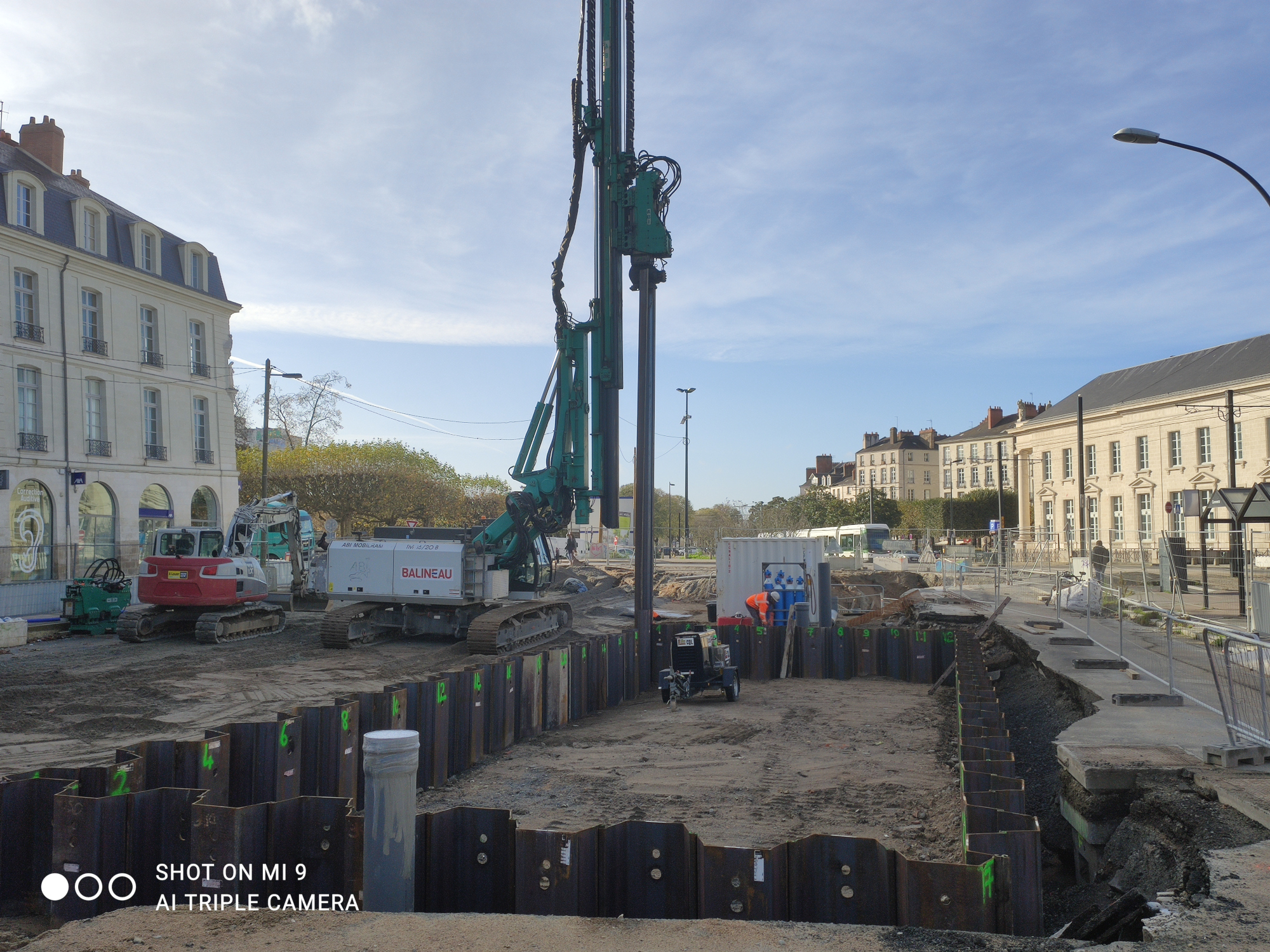 Chantier Feydeau Nantes fouille palplanches